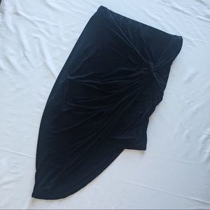 Black Twist Drape Pencil Skirt